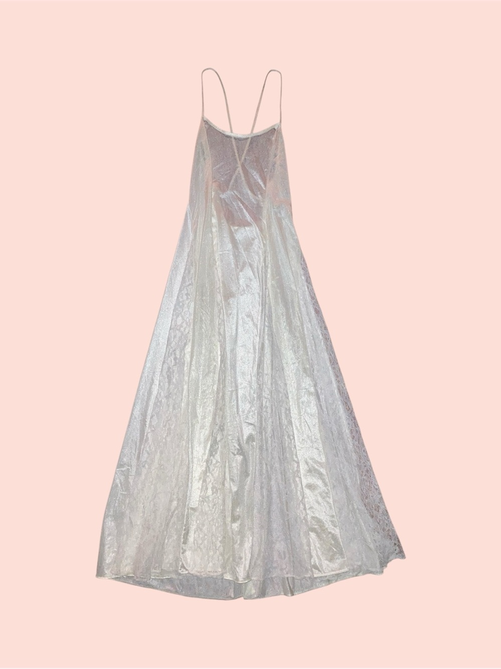 White Satin Lace Nylon Slip Dress